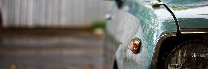 car outside in rain