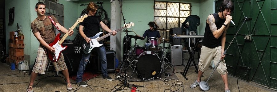 rock band in garage