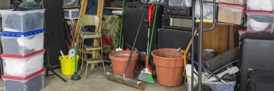 messy garage with pests